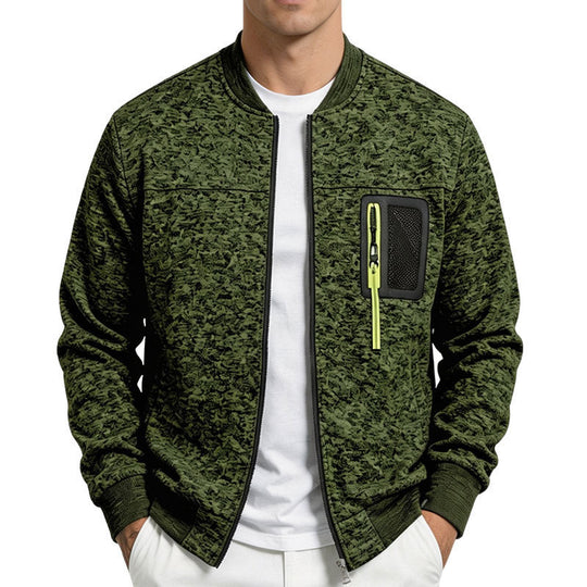 Herren strukturierte Bomberjacke mit Camouflage-Struktur und Reißverschluss-Brusttasche Shop Nory