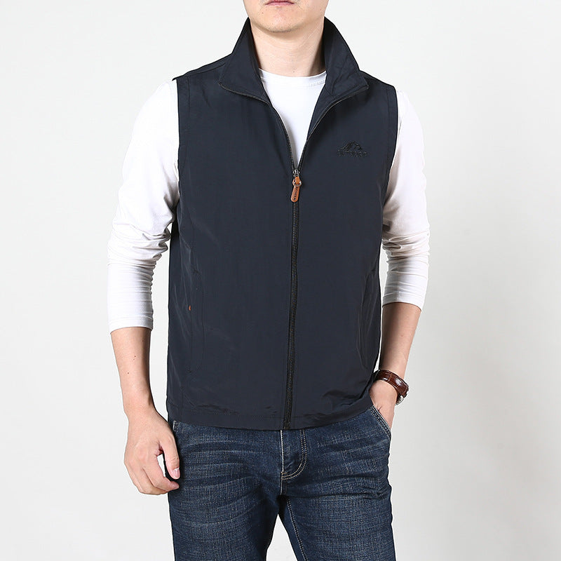 Herren Leichte windabweisende Outdoor-Weste mit Stehkragen und durchgehendem Reißverschluss Shop Nory