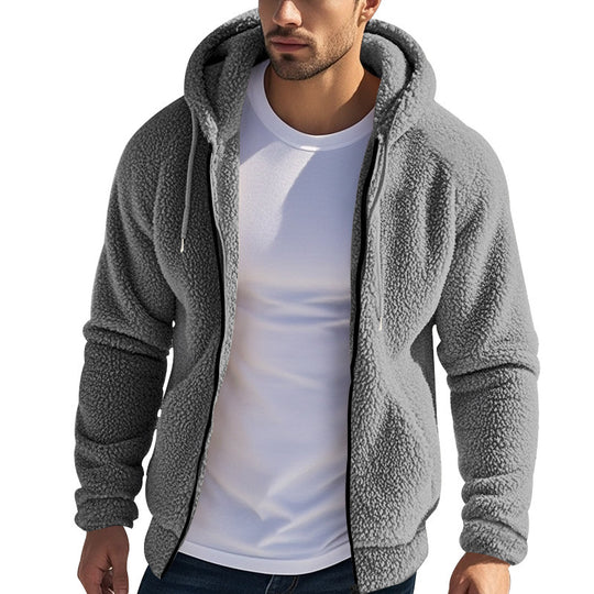 Herren nan Teddyfleece Kapuzenjacke mit Frontreißverschluss und Eingrifftaschen Shop Nory