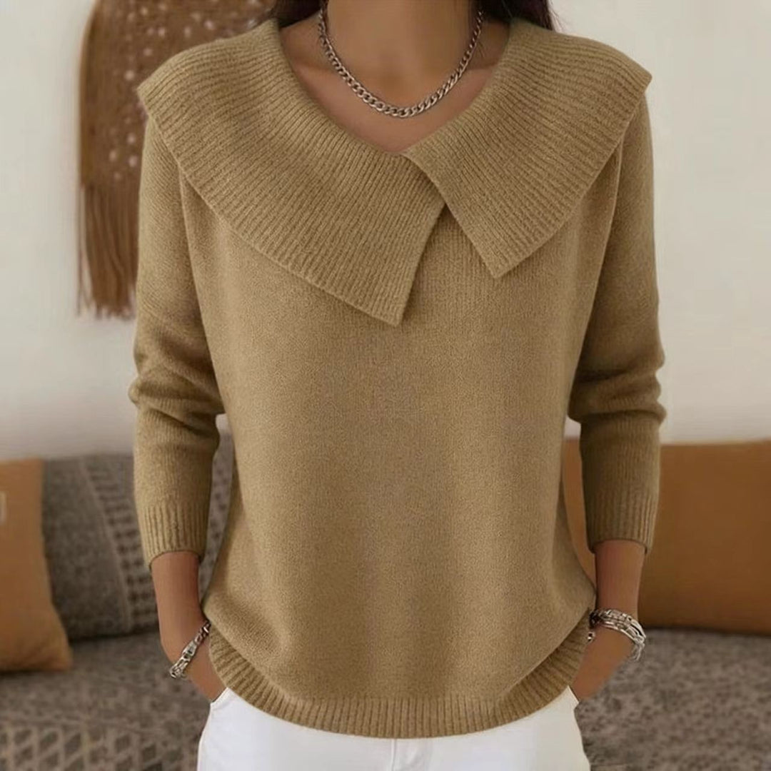 Damen nan grobgestrickter Pullover mit übergroßem Matrosenkragen und gerippten Abschlüssen Shop Nory