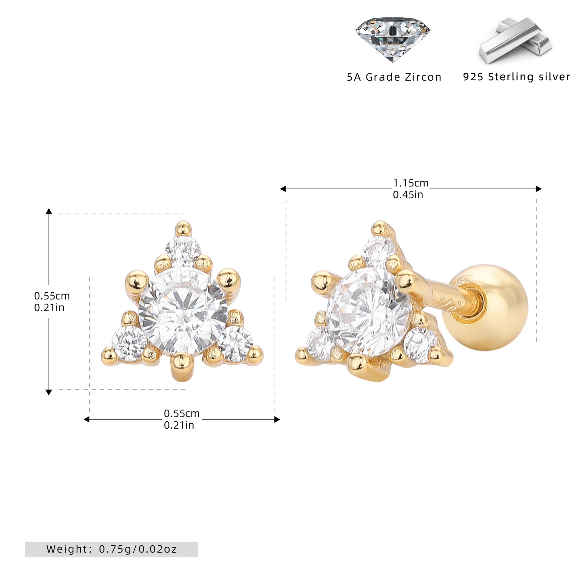 Damen Ohrstecker mit funkelndem Zirkon-Akzent in floralem Design Shop Nory
