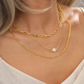 Damen mehrlagige Halskette mit funkelndem Anhänger und eleganten Gliederdesigns Shop Nory