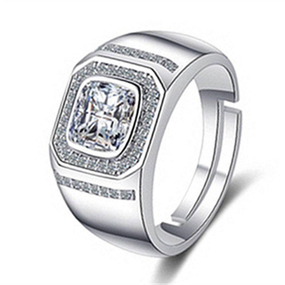 Damen Schmuckring mit quadratischer Zirkonia und eleganter Fassung Shop Nory
