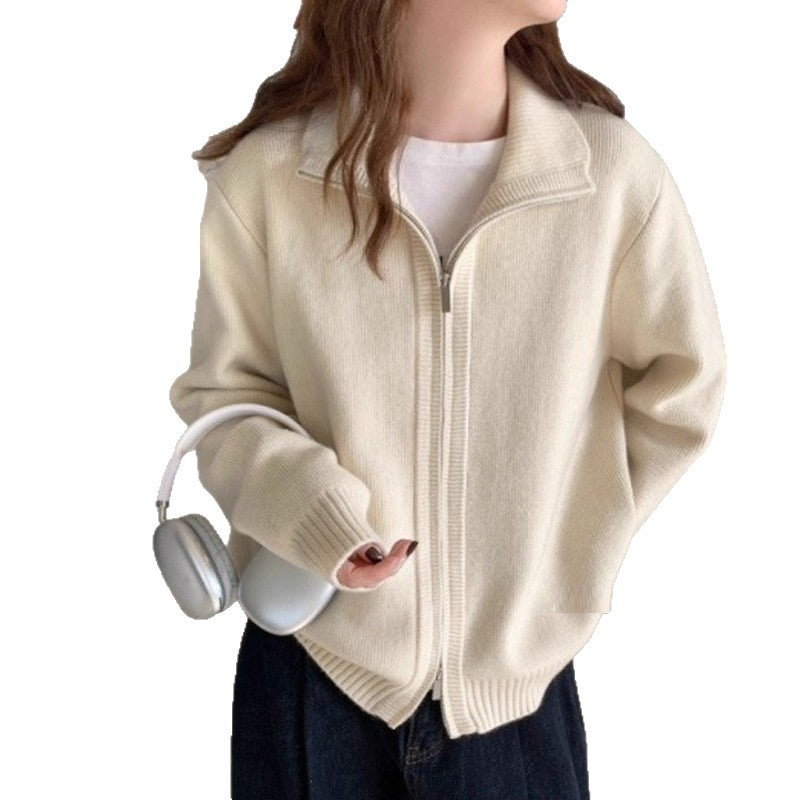Damen Modische Strickjacke mit leichtem Reißverschluss Shop Nory