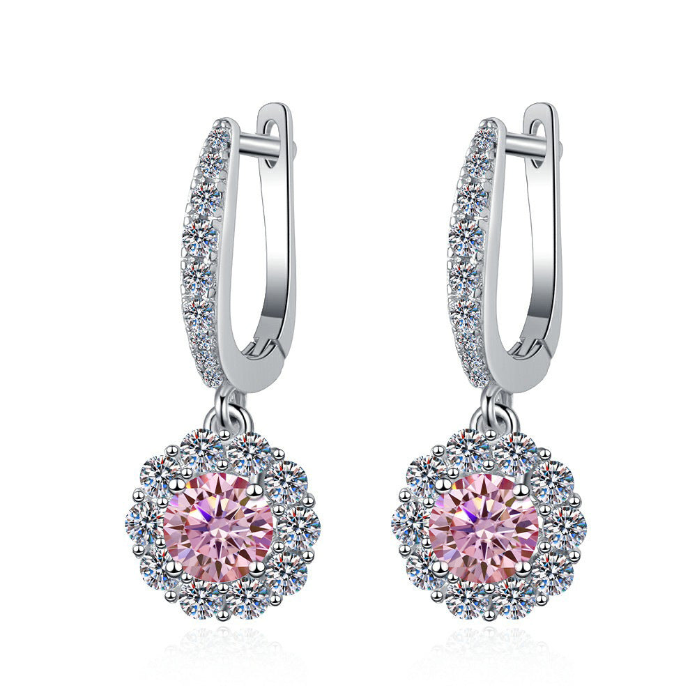 Damen Ohrhänger mit glitzernden Kristallen und rotem Design Shop Nory