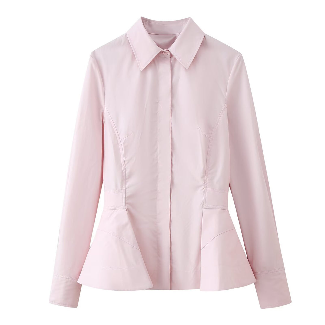 Damen Taillierter Kurzblazer im Peplum‑Schnitt mit Hemdkragen Shop Nory