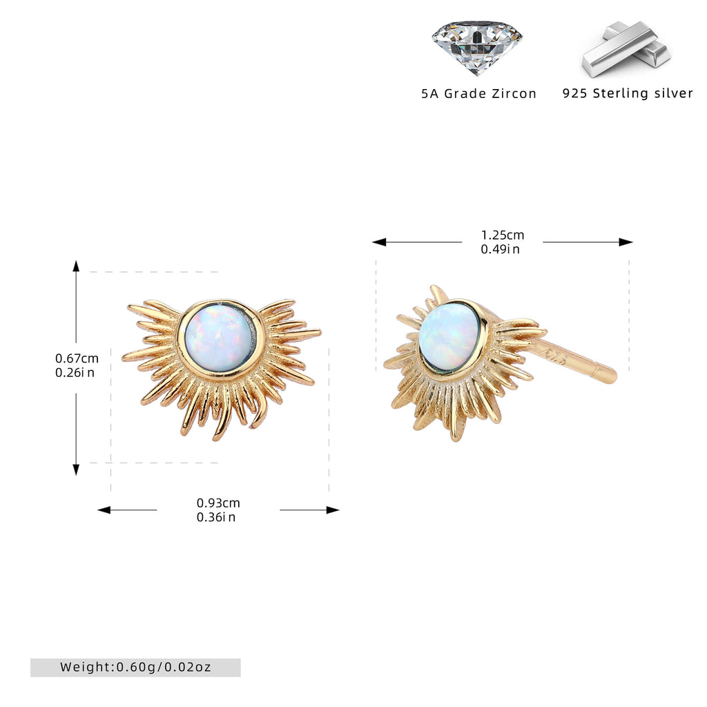Damen Ohrstecker im modernen Sonnenmotiv mit hochwertigem Zirkonbesatz Shop Nory