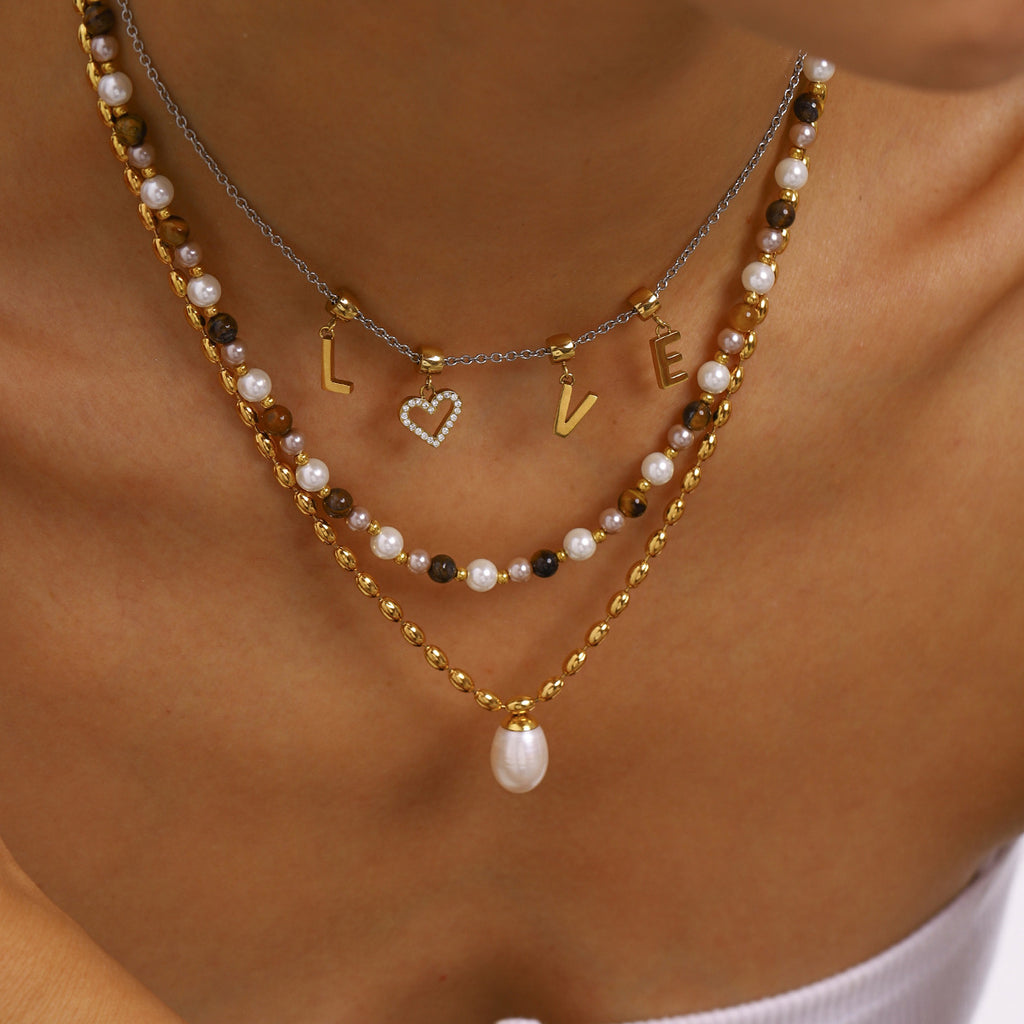 Damen Halskette mit elegantem Perlenanhänger aus hypoallergenem Edelstahl Shop Nory