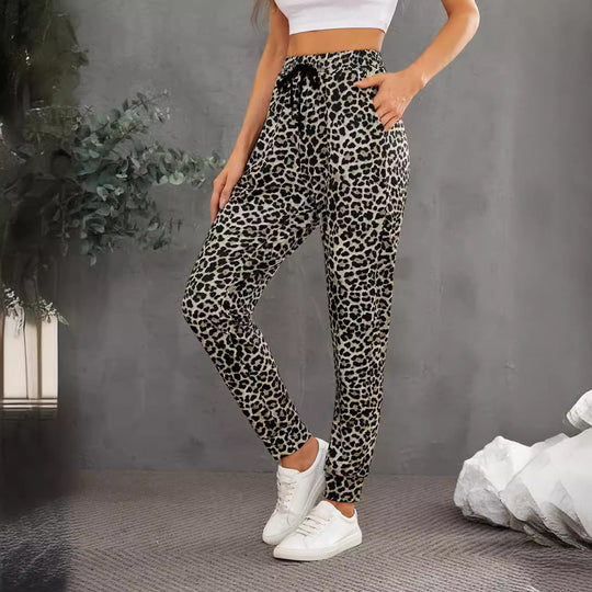 Damen Modische Sporthose im trendigen Leopardenmuster