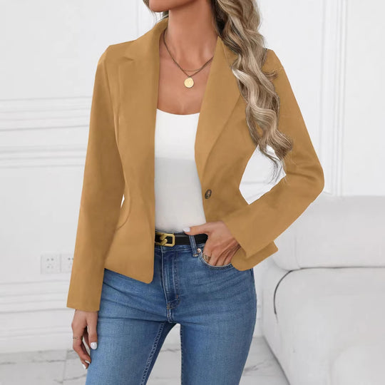 Damen nan taillierter Ein-Knopf-Blazer mit Reverskragen und Eingrifftaschen Shop Nory