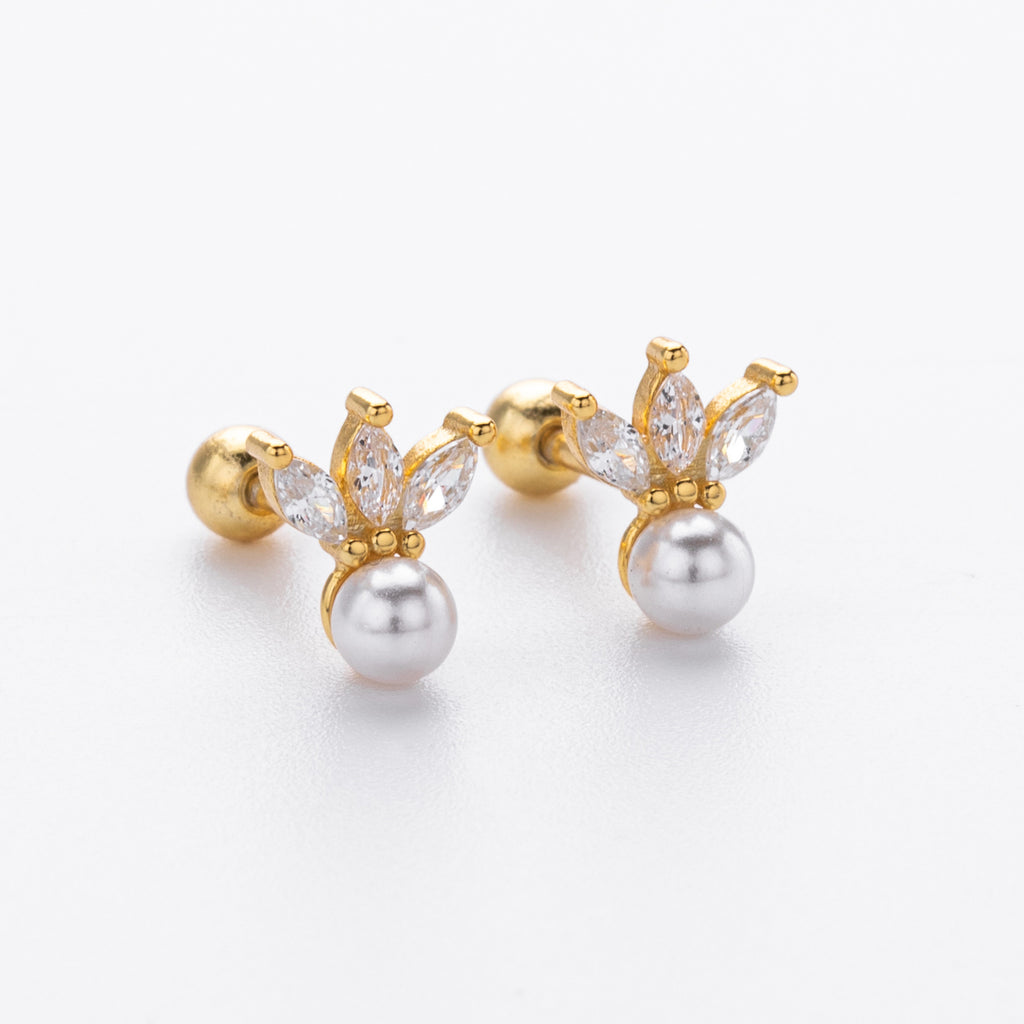 Damen Ohrstecker mit luxuriösem Zirkon-Anhänger und Perlendesign Shop Nory