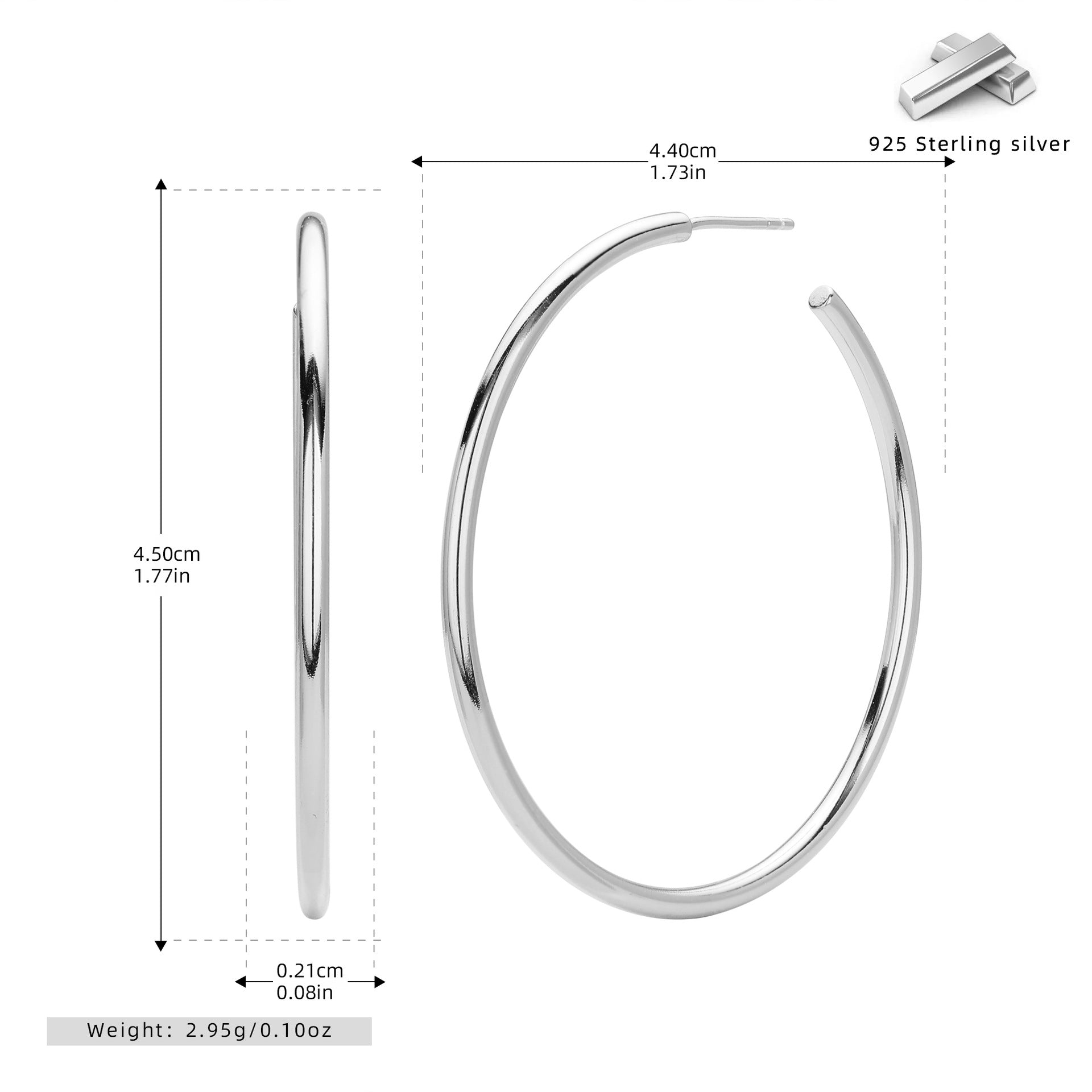 Damen Creolen Ohrstecker aus hochwertigem 925 Sterling Silber mit elegantem, geschwungenem Design Shop Nory