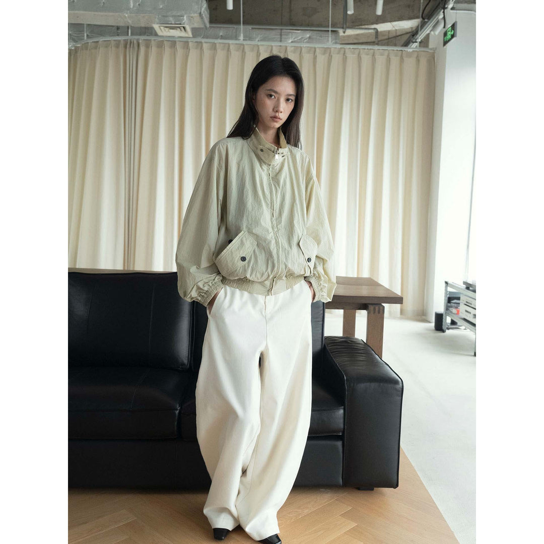 Damen Leichte Oversize-Packable Shell‑Jacke mit Stehkragen und Rippbündchen Shop Nory