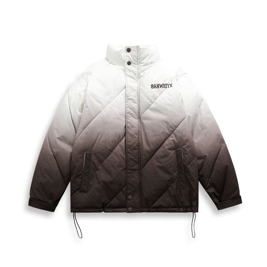 Unisex Kurz geschnittene wattierte Jacke mit Ombre‑Verlauf und diagonal gesteppter Struktur Shop Nory