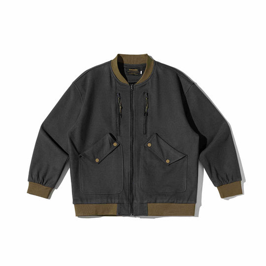 Herren Kurz geschnittene Utility‑Bomberjacke mit Pattentaschen und Doppel‑Brustzip Shop Nory