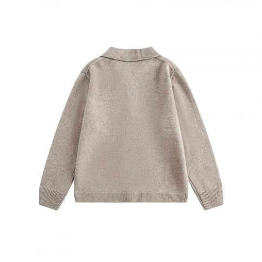 Unisex Boxy Strickcardigan mit Hemdkragen und durchgehender Knopfleiste Shop Nory
