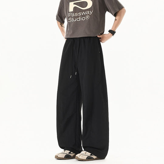 Herren Weit geschnittene Relaxed-Fit Leinen-Baumwoll-Hose mit elastischem Bund und Kordelzug Shop Nory