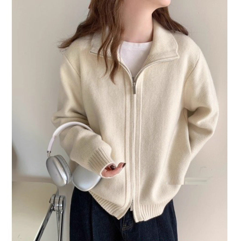 Damen Modische Strickjacke mit leichtem Reißverschluss Shop Nory