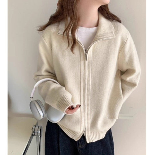 Damen Modische Strickjacke mit leichtem Reißverschluss Shop Nory