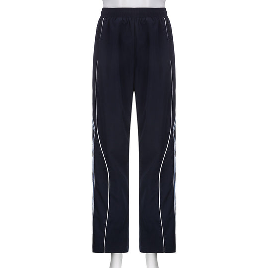 Damen nan sportive Trainingshose mit geradem Bein, elastischem Komfortbund und dekorativen Seitenpaspeln Shop Nory