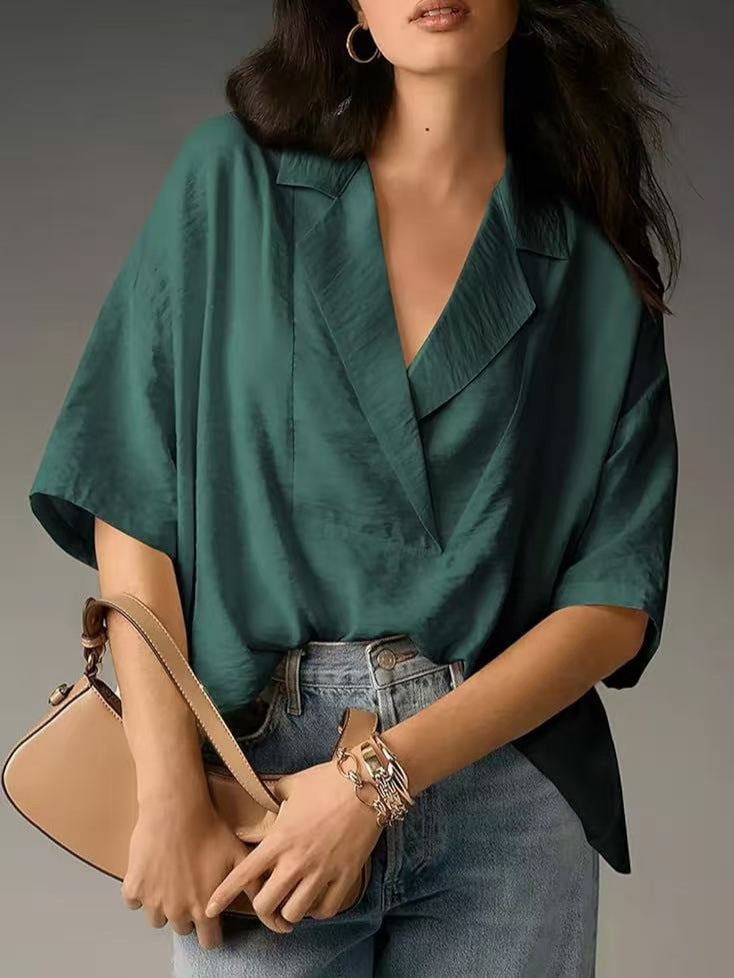Damen elegante und luftige Bluse im Kimono-Stil