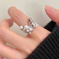 Damen eleganter Ring mit Schmetterlingsdesign und Perlen Shop Nory