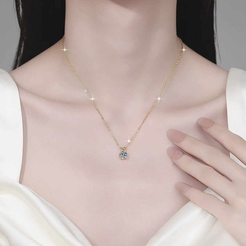 Damen Halskette mit funkelndem Zirkonia-Anhänger und feiner Silberkette Shop Nory