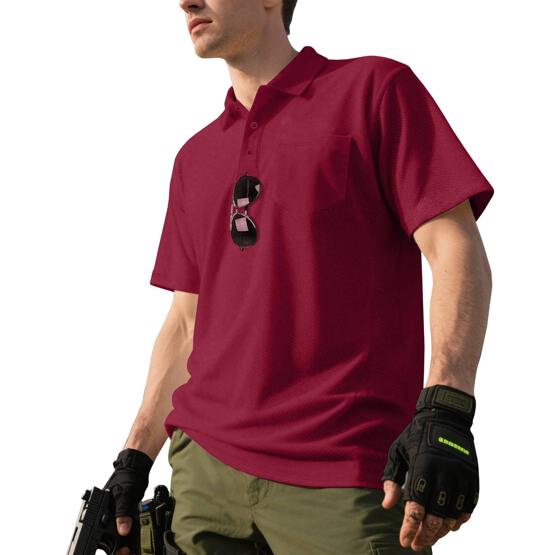 Herren nan funktionelles Kurzarm-Poloshirt mit Brusttasche, eingearbeiteter Stiftlasche und mikroperforierter Belüftung