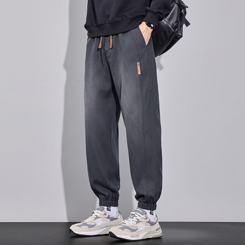 Herren Relaxed-Fit Jogginghose im Denim‑Look mit elastischem Bund, Tunnelzug und geripptem Beinabschluss Shop Nory