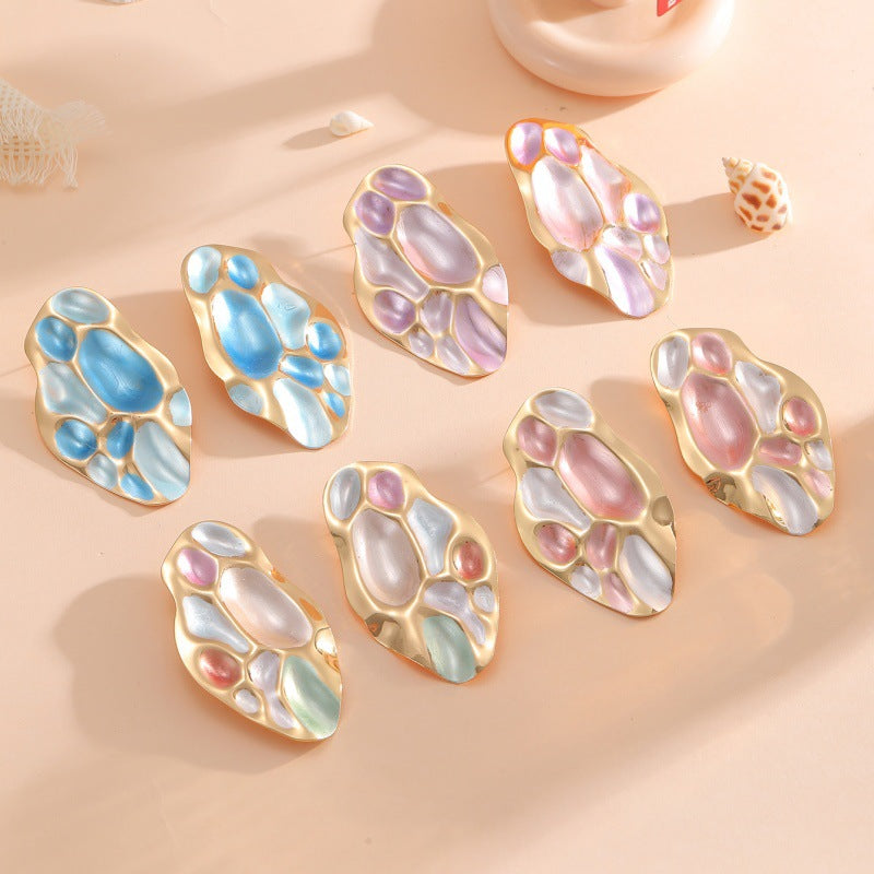Damen Ohrclips mit kunstvollem, bunten Muscheldesign Shop Nory
