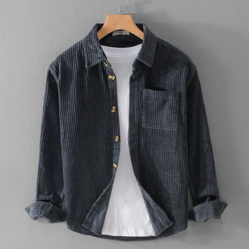 Herren Cord-Overshirt mit breiter Rippenstruktur, Brusttasche und Relaxed-Fit Shop Nory