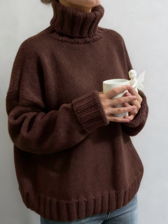 Damen Oversize-Rollkragenpullover im Fluffy-Mix mit breiten gerippten Bündchen Shop Nory