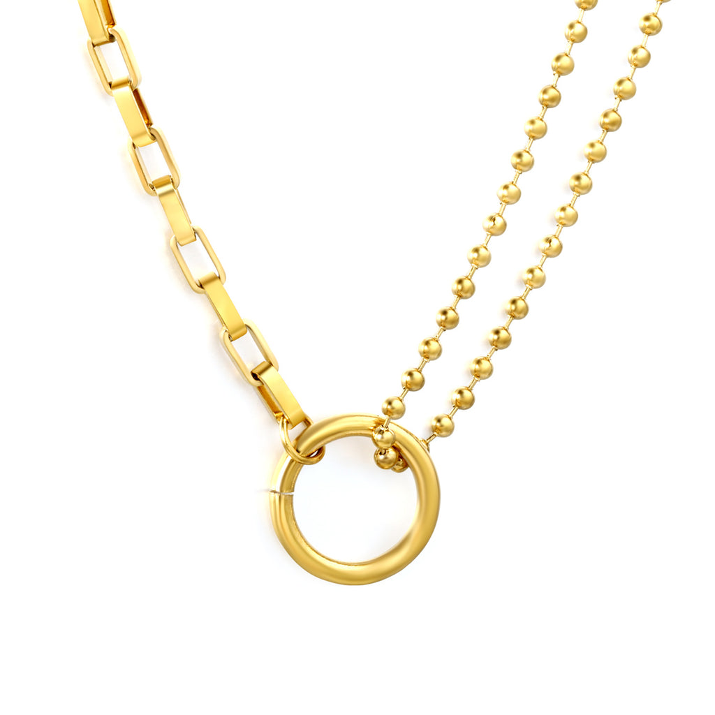 Damen doppellagige Halskette mit kunstvollem Ring-Anhänger Shop Nory