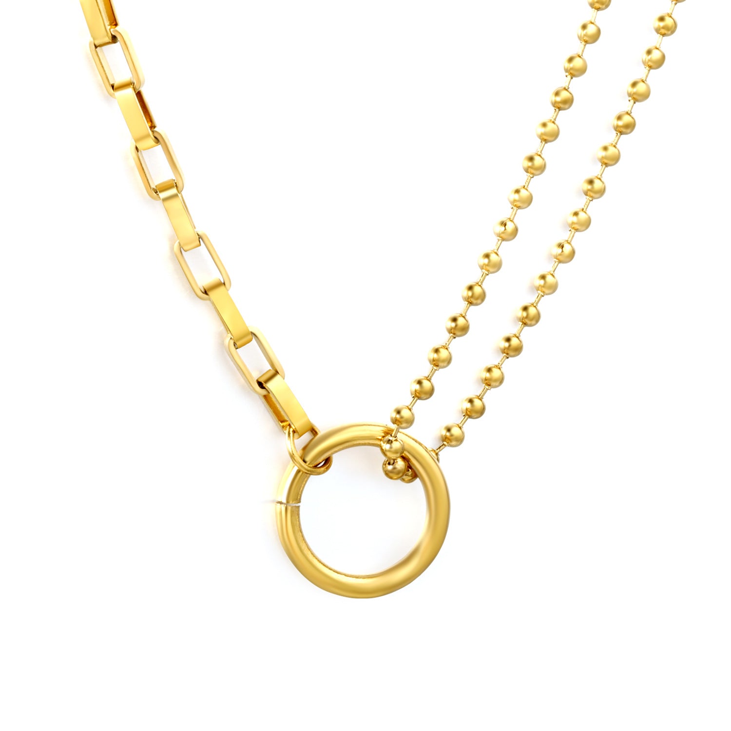 Damen doppellagige Halskette mit kunstvollem Ring-Anhänger Shop Nory