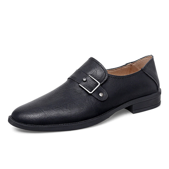 Herren eleganter Leder Slipper mit dekorativem Riemen