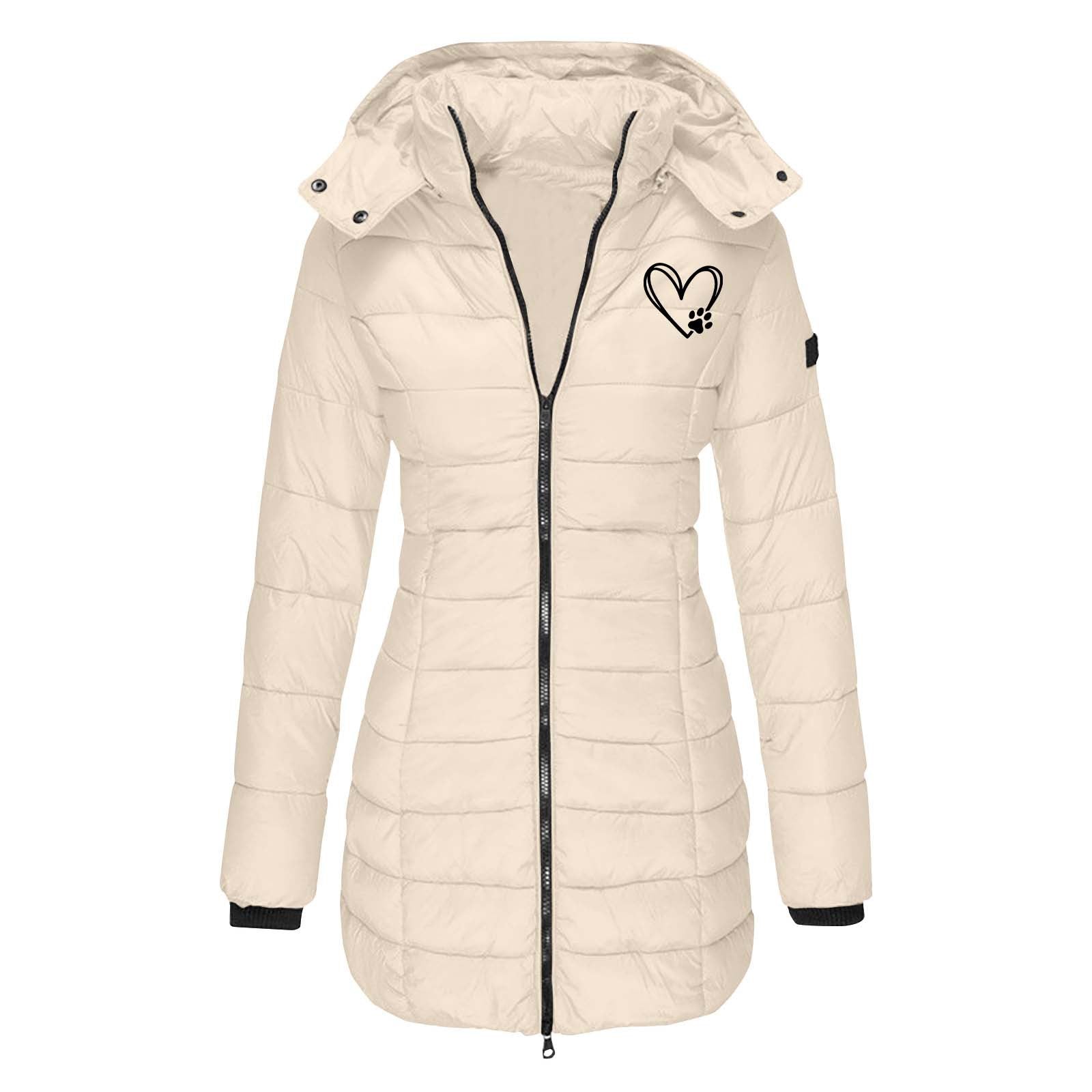Damen gesteppte Winterjacke mit abnehmbarer Kapuze ShopNory