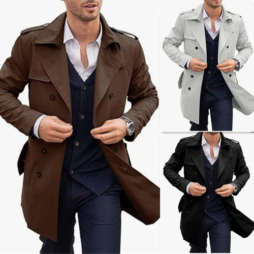 Herren Eleganter Trenchcoat mit klassischem Schnitt und praktischen Taschen