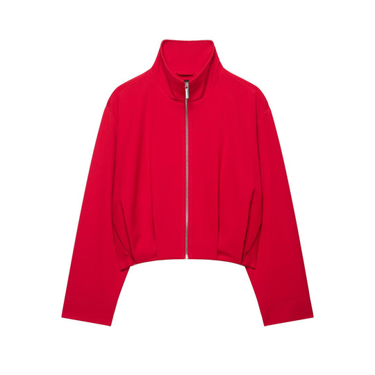 Damen Kurze Stehkragen-Bomberjacke mit Reißverschluss und tailliertem Bündchen Shop Nory