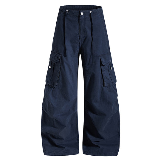Damen weite High-Waist Cargo-Hose mit Tunnelzugbund und großen Klapptaschen Shop Nory