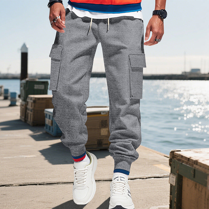 Herren Cargo-Jogginghose aus Sweat mit elastischem Bund, Kordelzug, aufgesetzten Klappentaschen & gerippten Bündchen Shop Nory