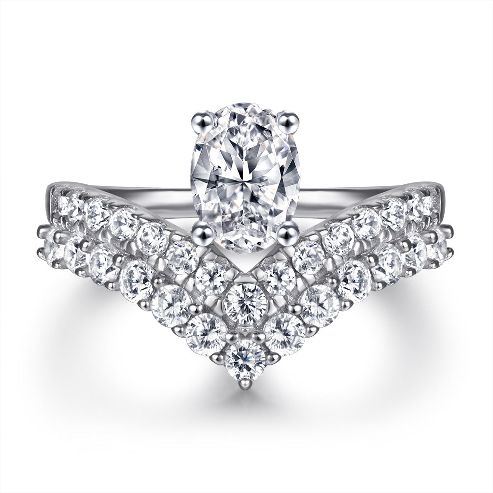 Damen Krone Ring mit funkelnden Zirkonia-Steinen Shop Nory