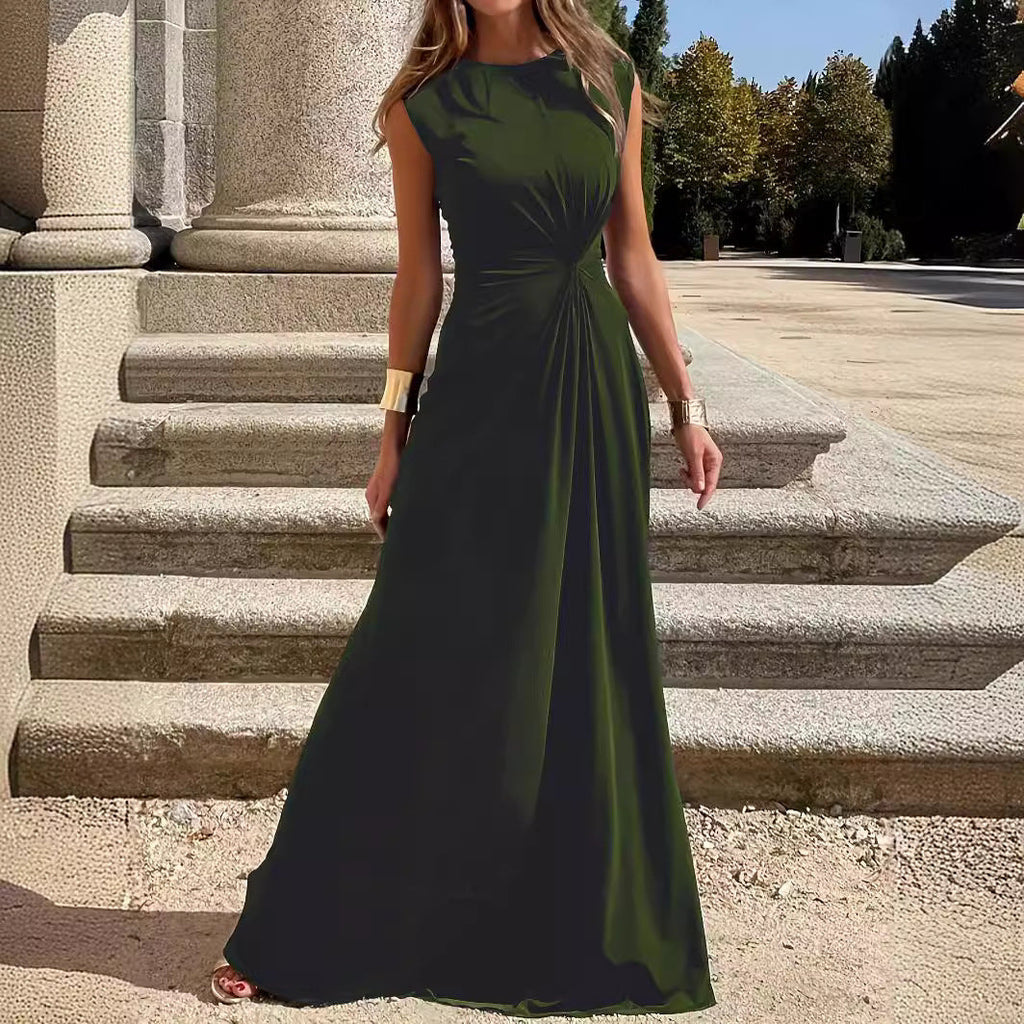Elegantes Langkleid mit Langen Ärmeln, Revers und Unifarbenem V-Ausschnitt für Damen