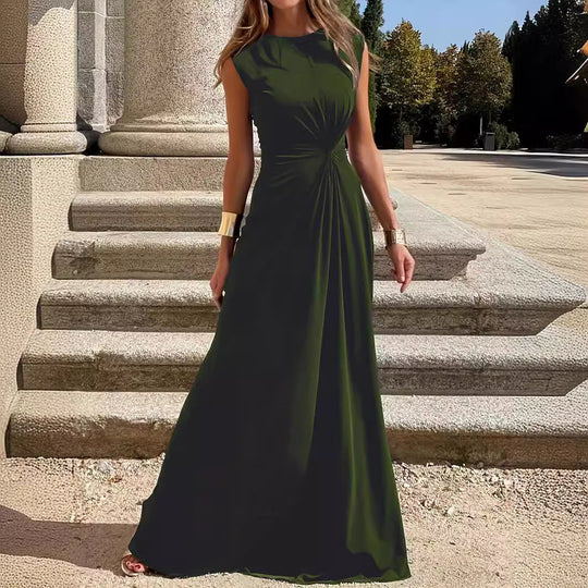Elegantes Langkleid mit Langen Ärmeln, Revers und Unifarbenem V-Ausschnitt für Damen