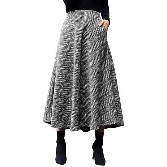 Damen Schwingender A-Linien Rock im modischen Karomuster Shopnory