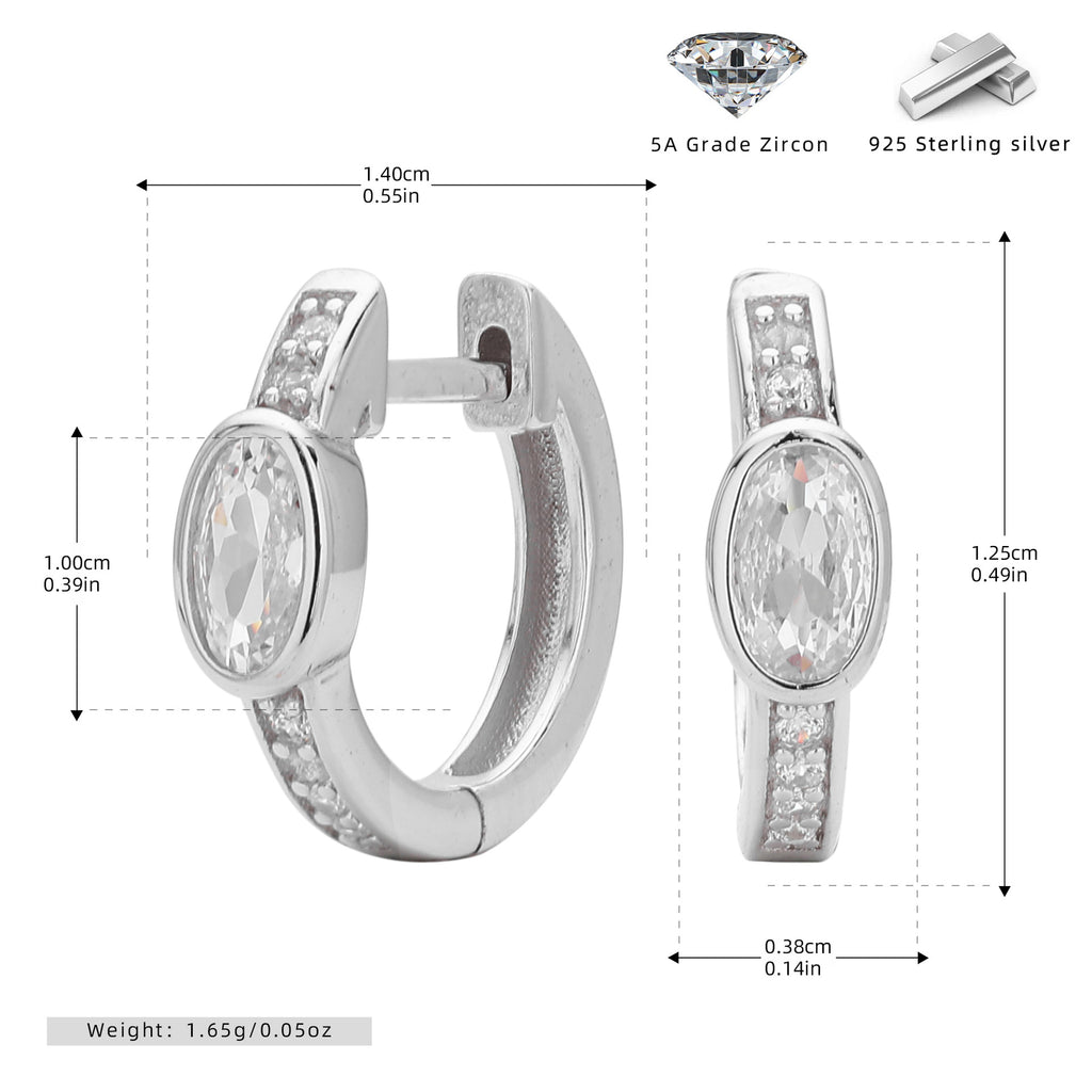 Damen Ohrhänger mit auffälligem ovalem Zirkon und goldfarbener 925er Sterling Silberfassung Shop Nory
