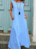Damen Maxikleid mit praktischen Taschen und fließendem Schnitt