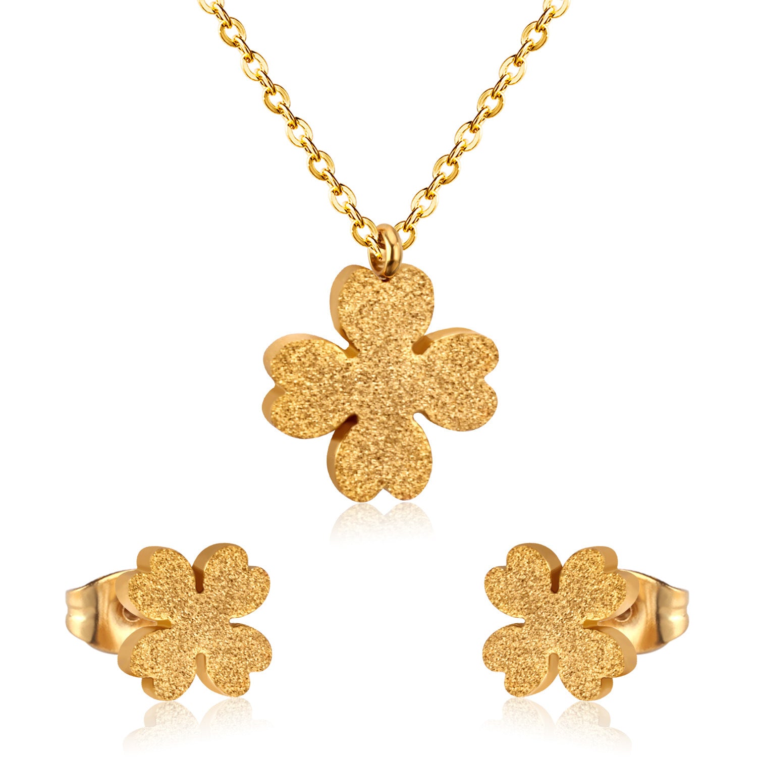 Damen Schmuckset mit funkelnden Blumenanhängern Shop Nory