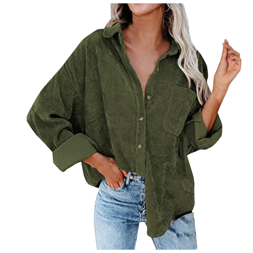Damen Übergroße Kordbluse