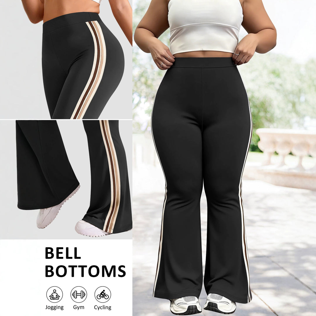 Damen High-Waist Schlaghose mit seitlichem Streifen und Scrunch-Po Shopy Nory