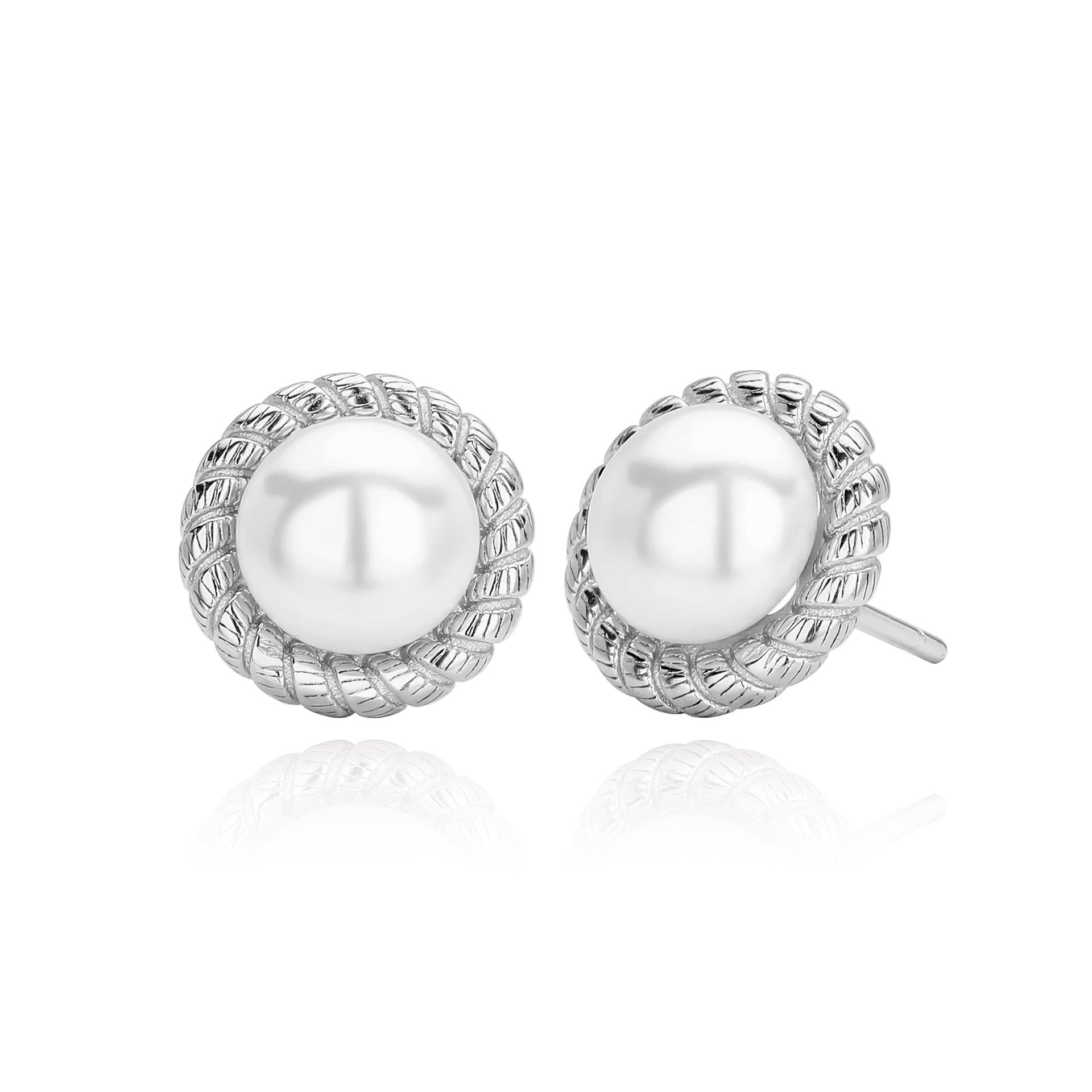 Damen Ohrstecker mit feinem Perlenbesatz und elegantem Zopfmuster Shop Nory